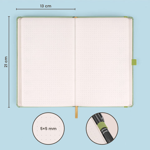 Notebook Green, dotted, 13 × 21 cm