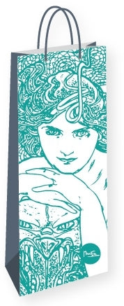 Bottle gift bag Alfons Mucha – Emerald, Fresh Collection