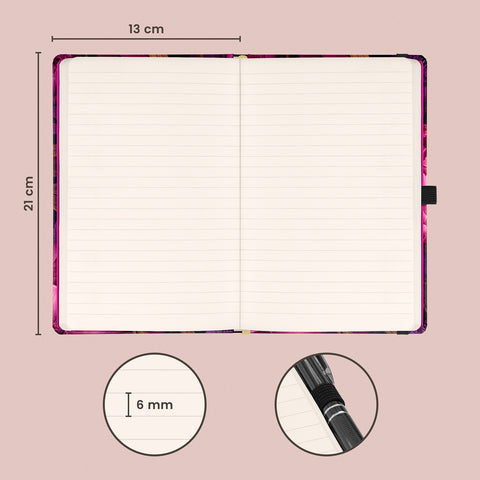 Notebook Purple Flowers, lined, 13 × 21 cm