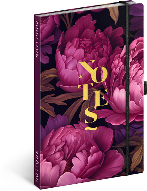 Notebook Purple Flowers, lined, 13 × 21 cm