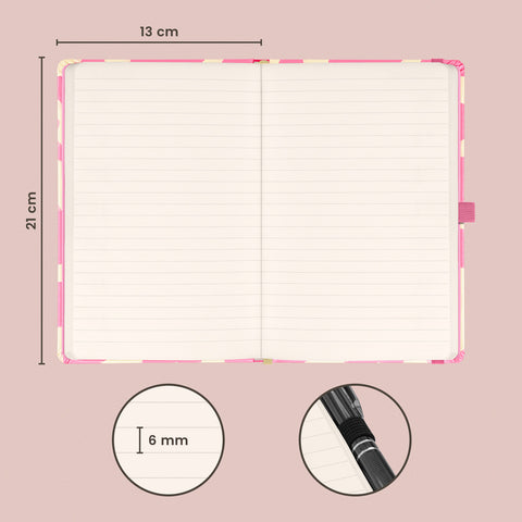Notebook Pink, lined, 13 × 21 cm