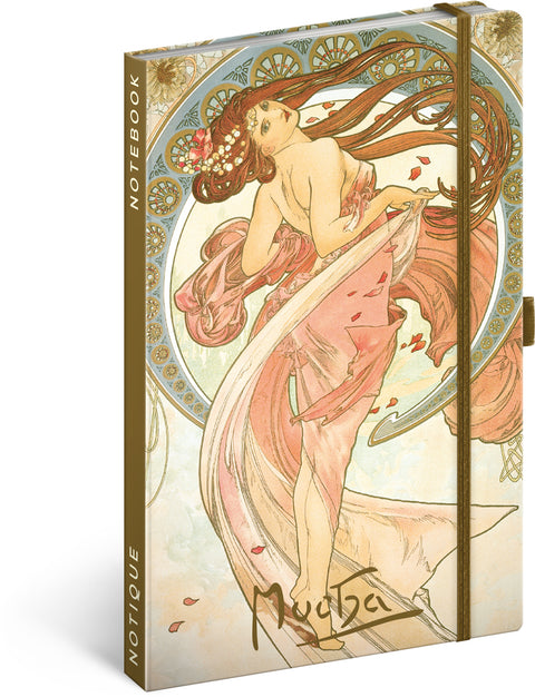 Notebook Alphonse Mucha – Dance lined, 13 × 21 cm