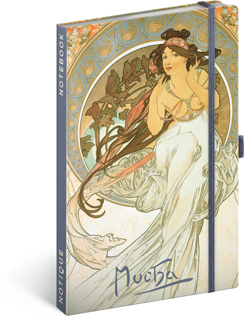 Notebook Alphonse Mucha – Music, lined, 13 × 21 cm