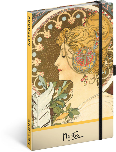 Notebook Alphonse Mucha – Feather, dotted, 13 × 21 cm
