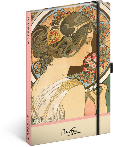 Notebook Alphonse Mucha – Primrose, dotted, 13 × 21 cm