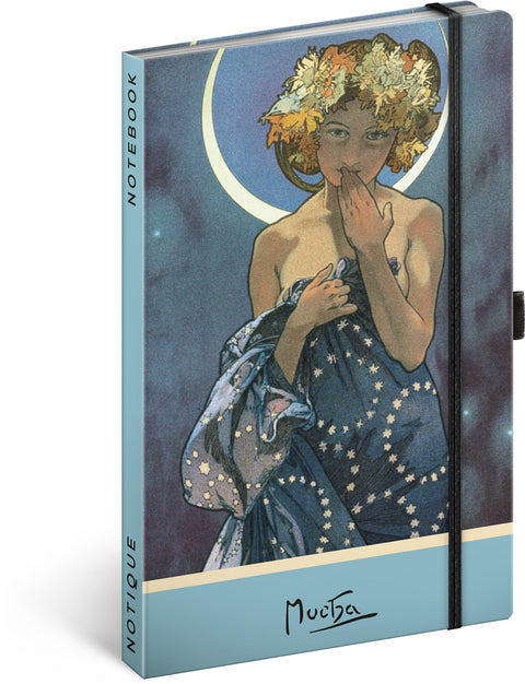 Notebook Alphonse Mucha – Luna, dotted, 13 × 21 cm