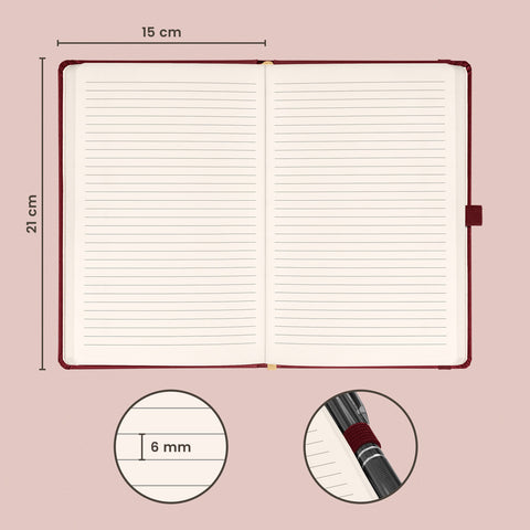 Notebook Balacron red, lined, 15 × 21 cm