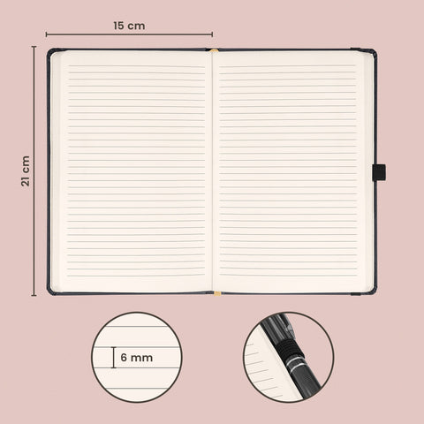 Notebook Balacron black, lined, 15 × 21 cm