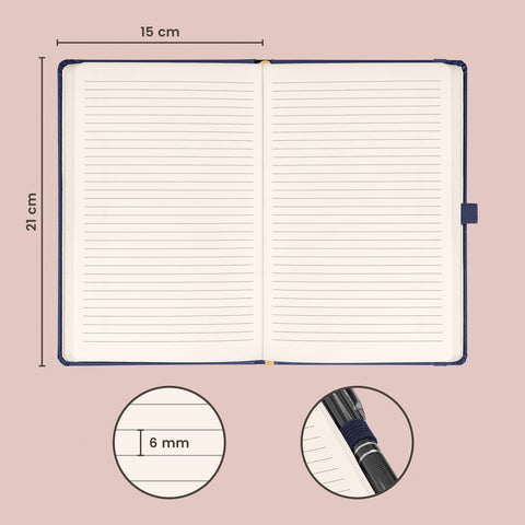 Notebook Balacron dark blue, lined, 15 × 21 cm