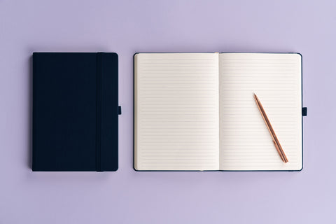 Notebook Balacron dark blue, lined, 15 × 21 cm