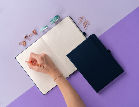 Notebook Balacron dark blue, lined, 15 × 21 cm