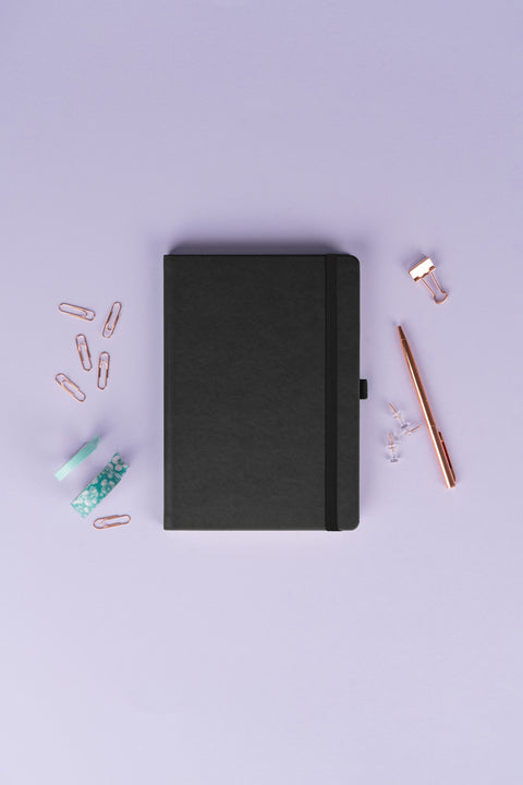 Notebook Aprint black, lined, 15 × 21 cm