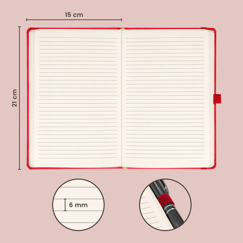 Notebook Aprint red, lined, 15 × 21 cm