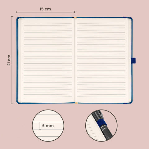 Notebook Aprint blue, lined, 15 × 21 cm