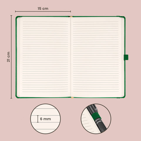 Notebook Aprint green, lined, 15 × 21 cm