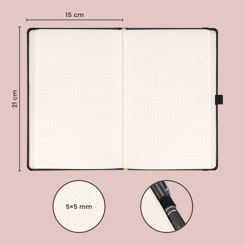 Notebook Aprint black, dotted, 15 × 21 cm