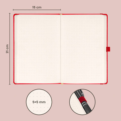 Notebook Aprint red, dotted, 15 × 21 cm