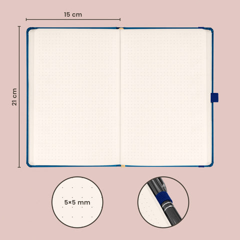 Notebook Aprint blue, dotted, 15 × 21 cm