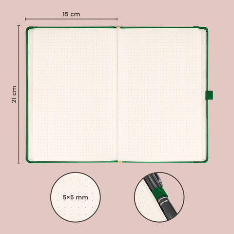 Notebook Aprint green, dotted, 15 × 21 cm