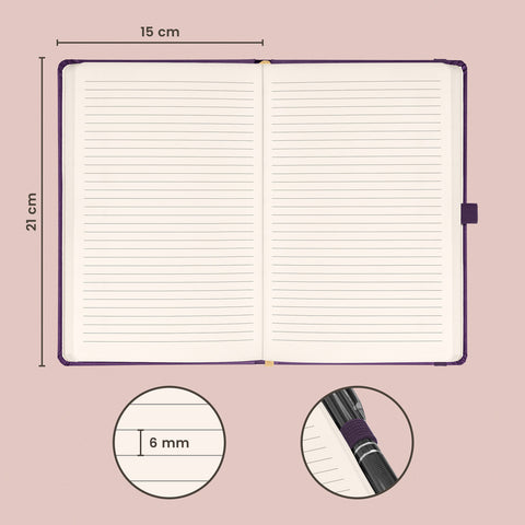 Notebook Aprint Neo purple, lined, 15 × 21 cm