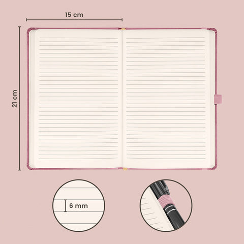 Notebook Aprint Neo pink, lined, 15 × 21 cm