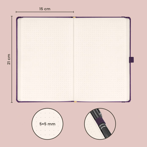 Notebook Aprint Neo purple, dotted, 15 × 21 cm