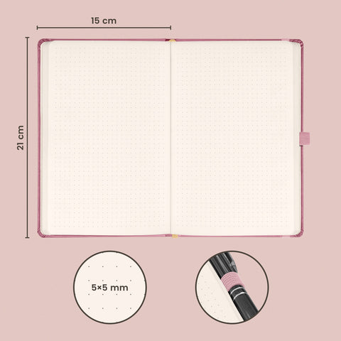 Notebook Aprint Neo pink, dotted, 15 × 21 cm