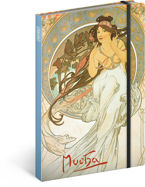 Notebook Alphonse Mucha – Music, lined, 13 × 21 cm
