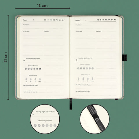 Undated Note to self planner, 5 minutes a day, 13 × 21 cm DE