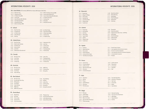 Planbook planner/notebook Purple Flowers 2026, 13 x 21 cm