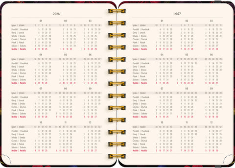 Spiral 18month Petito planner Crimson Flowers 2026/2027, 13 x 18 cm