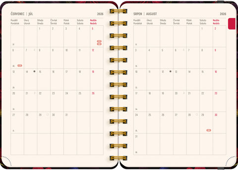 Spiral 18month Petito planner Crimson Flowers 2026/2027, 13 x 18 cm