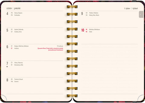 Spiral 18month Petito planner Crimson Flowers 2026/2027, 13 x 18 cm
