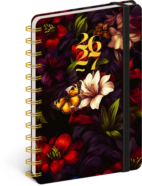 Spiral 18month Petito planner Crimson Flowers 2026/2027, 13 x 18 cm