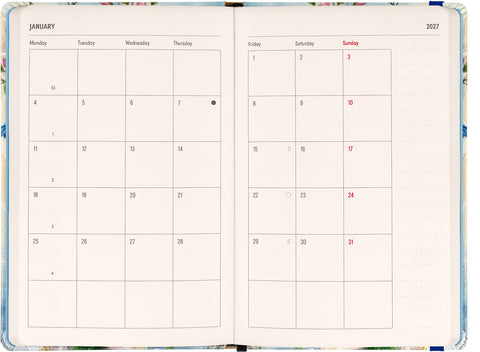 Weekly Purse size planner Birds 2027, 9,8 x 14,5 cm