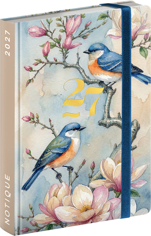Weekly Purse size planner Birds 2027, 9,8 x 14,5 cm