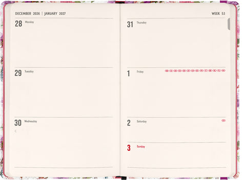 Weekly Purse size planner Dream Catcher 2027, 9,8 x 14,5 cm