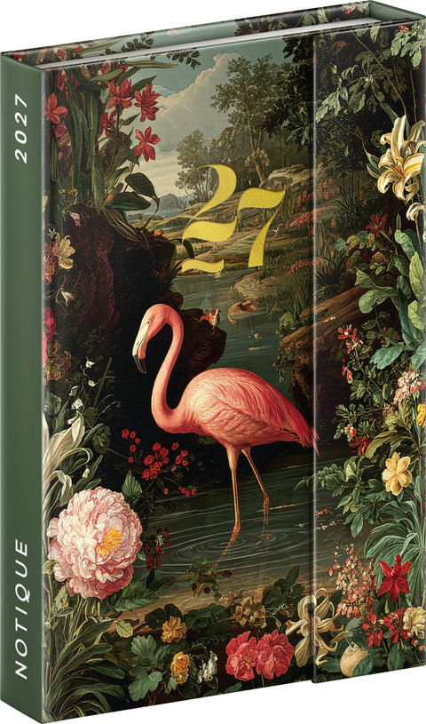 Magnetic weekly planner Flamingo 2027, 11 x 16 cm