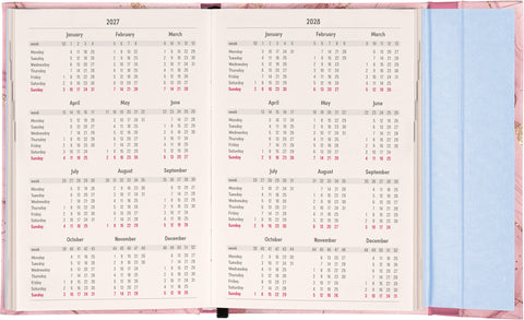 Magnetic weekly planner Pink Marble 2027, 11 x 16 cm