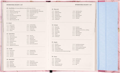 Magnetic weekly planner Pink Marble 2027, 11 x 16 cm