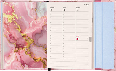 Magnetic weekly planner Pink Marble 2027, 11 x 16 cm