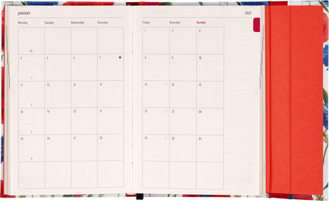 Magnetic weekly planner Poppies 2027, 11 x 16 cm