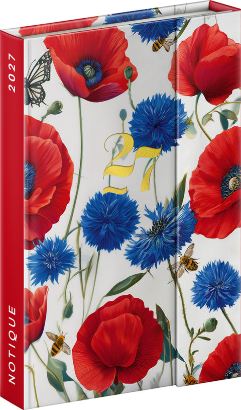 Magnetic weekly planner Poppies 2027, 11 x 16 cm
