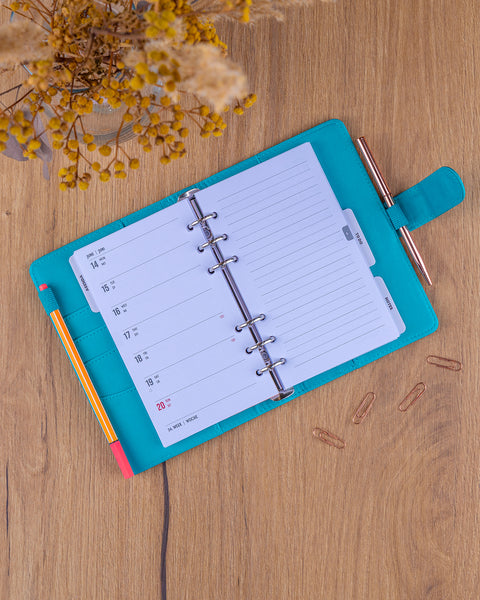 Refill – Weekly Ring Bound Planner 2027, turquoise, 12,5 x 19 cm