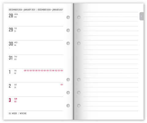 Refill – Weekly Ring Bound Planner 2027, fuchsia, 12,5 x 19 cm