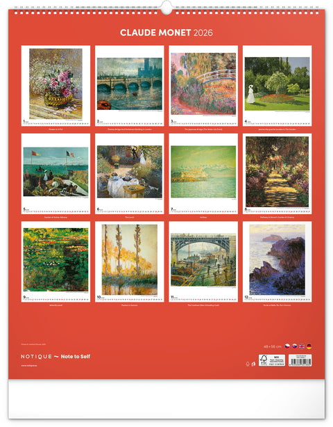 Wall calendar Claude Monet 2026, 48 x 56 cm