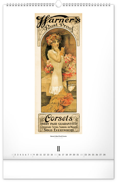 Wall calendar Alphonse Mucha 2026, 33 x 46 cm