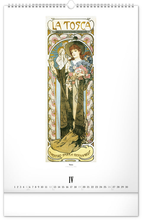 Wall calendar Alphonse Mucha 2026, 33 x 46 cm