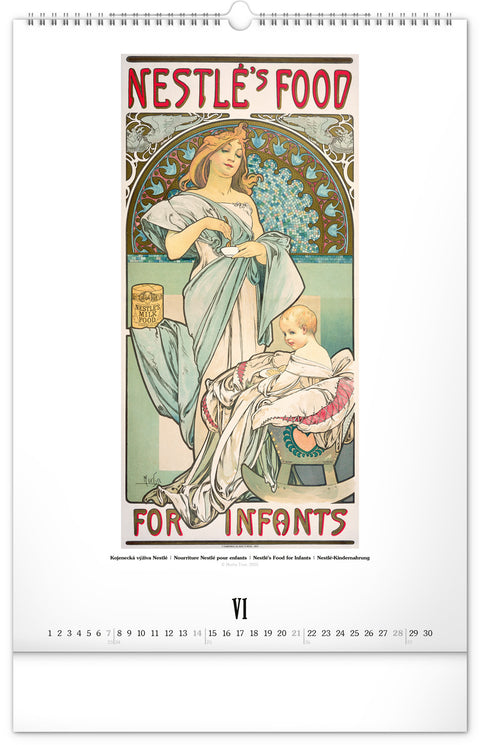 Wall calendar Alphonse Mucha 2026, 33 x 46 cm