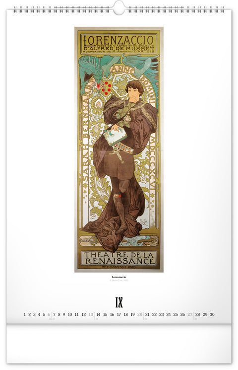 Wall calendar Alphonse Mucha 2026, 33 x 46 cm